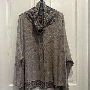 LA MIEL Heathered Cowl Neck Sweater - Brown